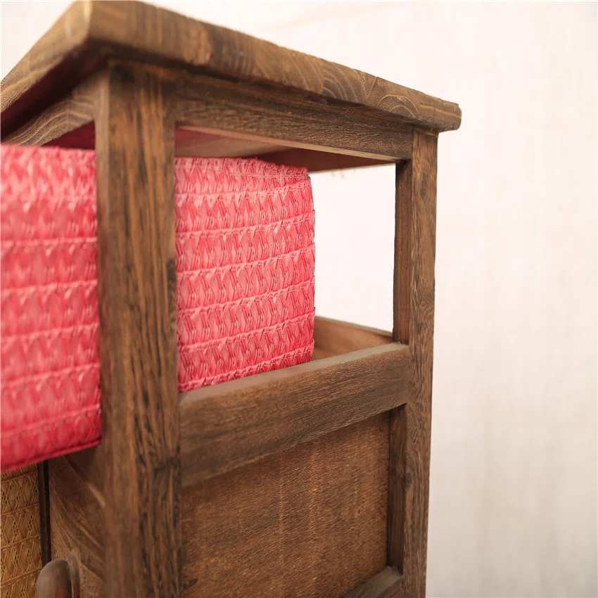 wholesale Factory wooden furniture / wicker drawer organizer cabinet / storage basket