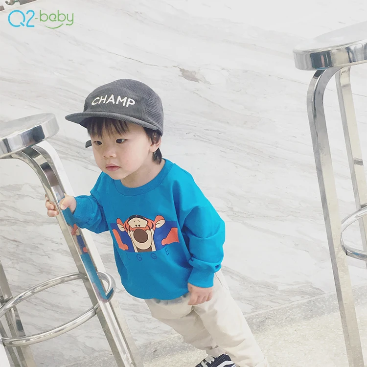 
Q2-baby Casual Cotton Kids Pullover Baby Long Sleeve Sweatshirt Without Hood 