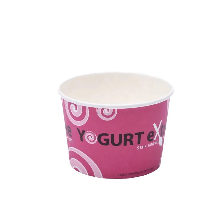 Custom printed cartoon 4oz disposable compostable white cardboard paper ice cream packaging cup