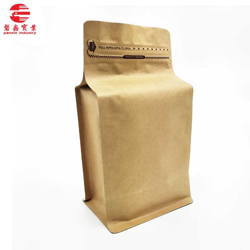 Пакет для кофе 12 унций с плоским дном из крафт-бумаги пакет замком алюминиевой фольги клапаном