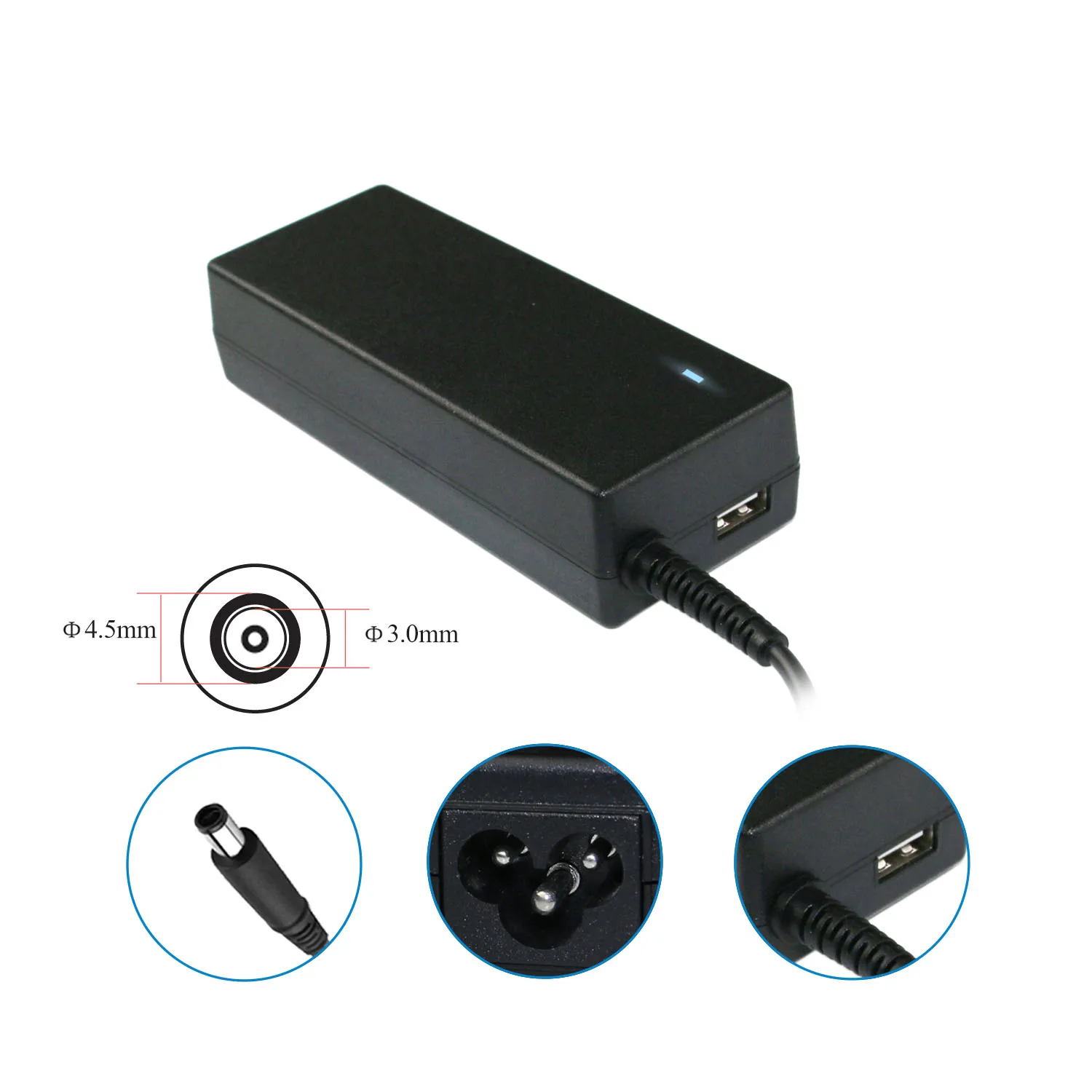 High quality wholesale notebook power supply Laptop Charger Adapter with USB FOR DELL 19.5V/2.31A 4.5*3.0