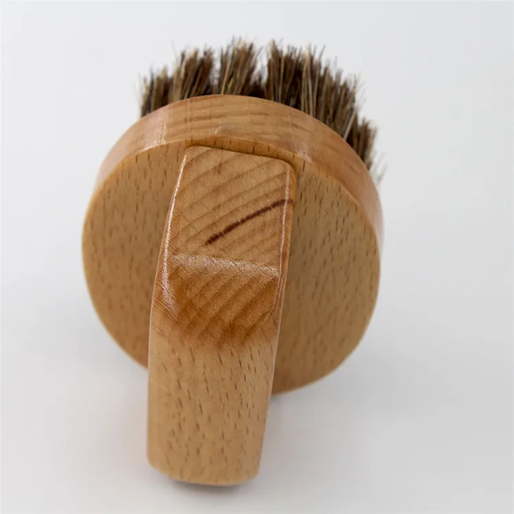 Round horseshoe shape small wood handle shoe brush