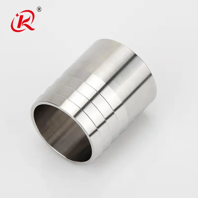 KQ Sanitary Stainless Steel SS 304 316 Pipe Fittings Bsp/Npt Weld Hose Barb Connector Hose Nipple