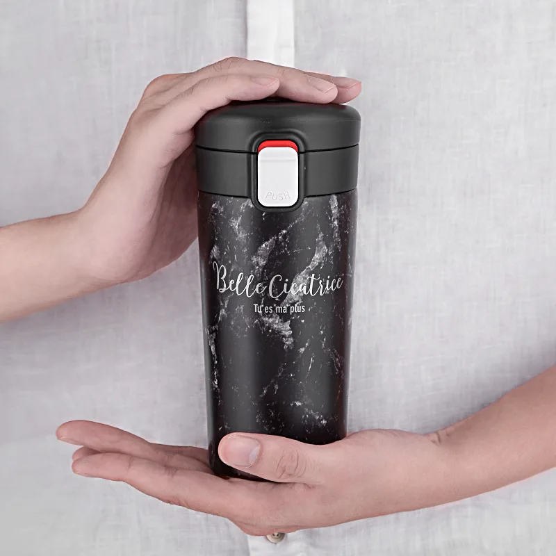 Stainless Steel Double Wall Mrable Pattern Coffee thermos