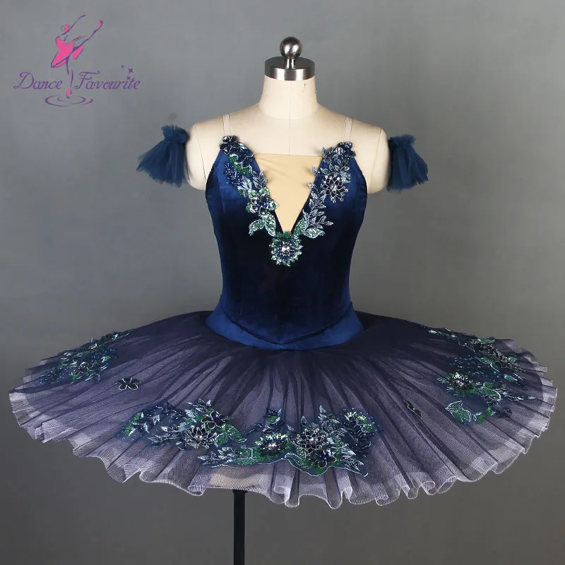 YAGP Dark blue  professional ballet dance tutu costume for girls and women performance pancake tutus BLL085