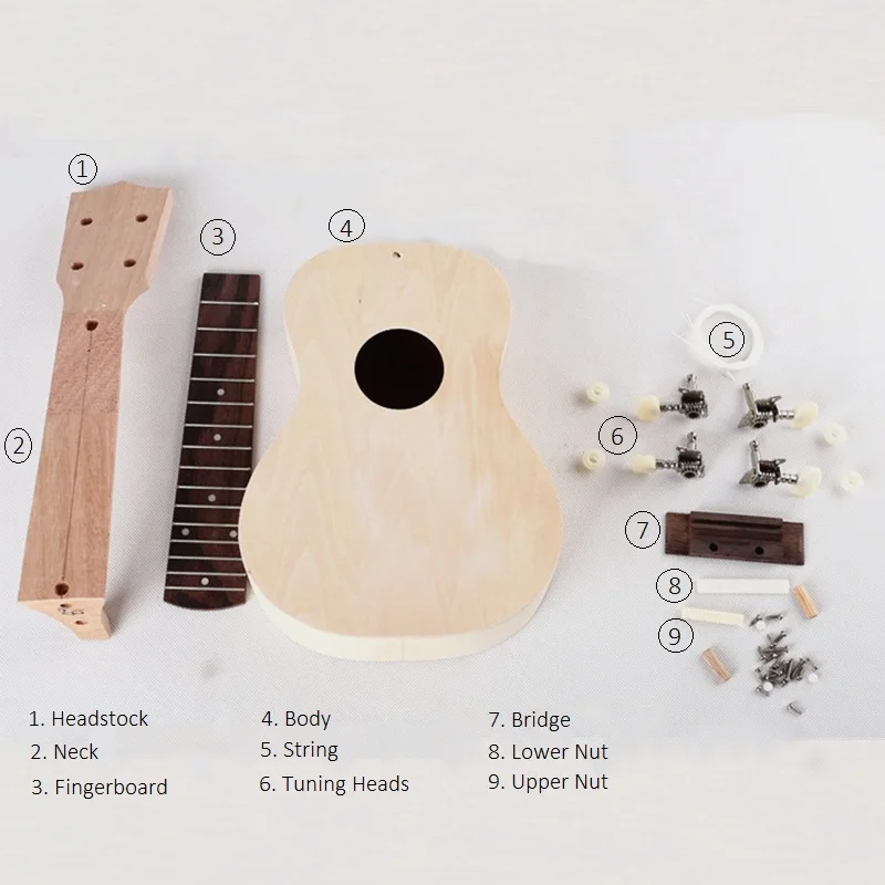 Wholesale 21 inch unfinished Ukulele Wooden DIY Kit for Kids