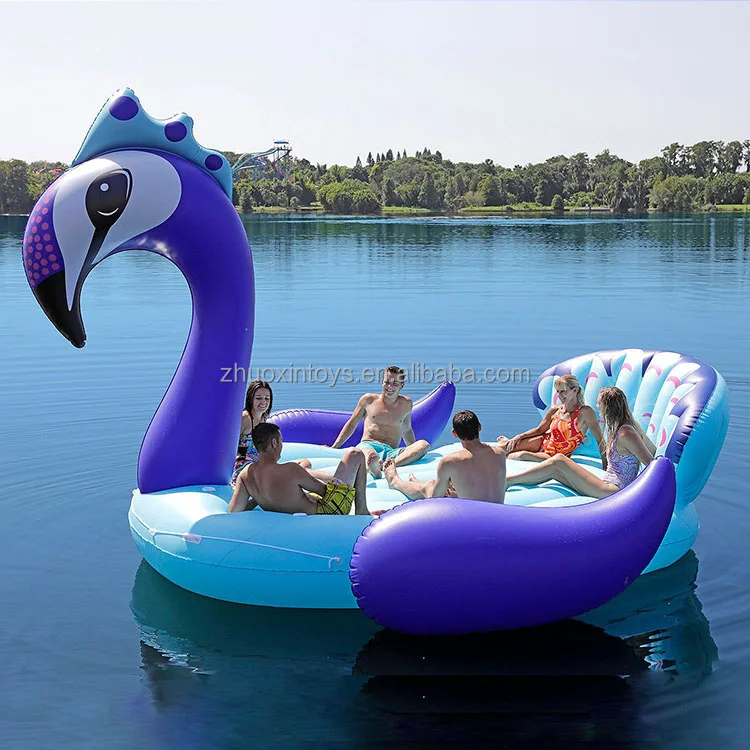 
Party island Inflatable lake floats 6 person inflatable floating island Large Peacock float 