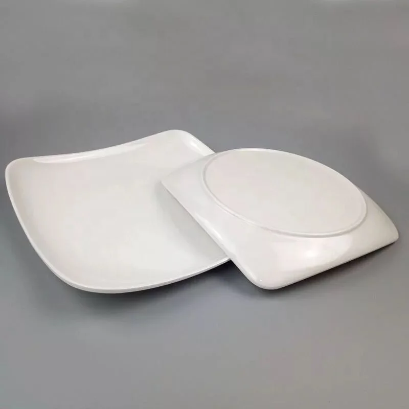 Melamine eco ware white square dinner plates for restaurant