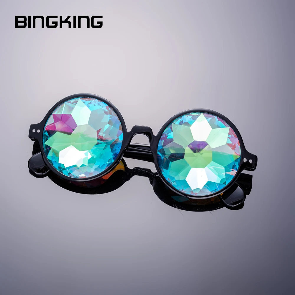Rave Men Round Kaleidoscope Sunglasses Party Psychedelic Prism Diffracted Lens EDM Sunglasses Female