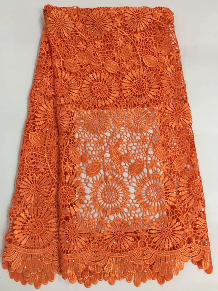 Wholesale cheap french african water soluble guipure lace textile material fabric with stones
