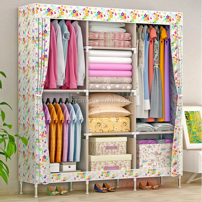 Modern Design Ropero Bedroom Furniture Double Color Wardrobe Design Godrej Steel Almirah Fabric Clothes Wardrobe