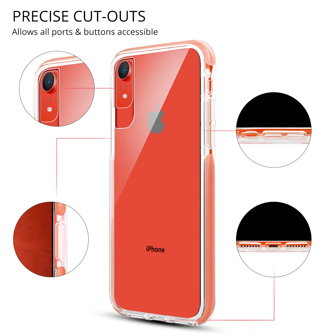 Яркий коралловый Прочный противоударный чехол 3 метра для iphone XR