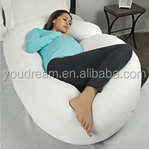 Pregnancy Pillow with Jersey Cover, C Shaped Full Body Pillow Back Support Cushion with100%cotton