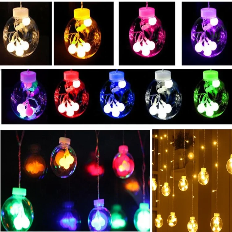Warm white  Romantic Fairy Star Led ball Curtain String Light 110/220V for Ramadan decoration