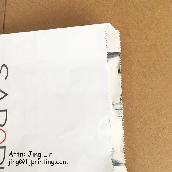 Custom printing aluminum foil greaserpoof kebab grill BBQ food packaging paper bag