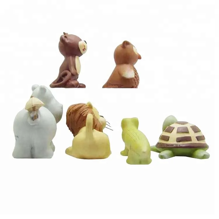 Customized Mini cute resin animal hippo monkey turtle lion crocodile owl statues sets