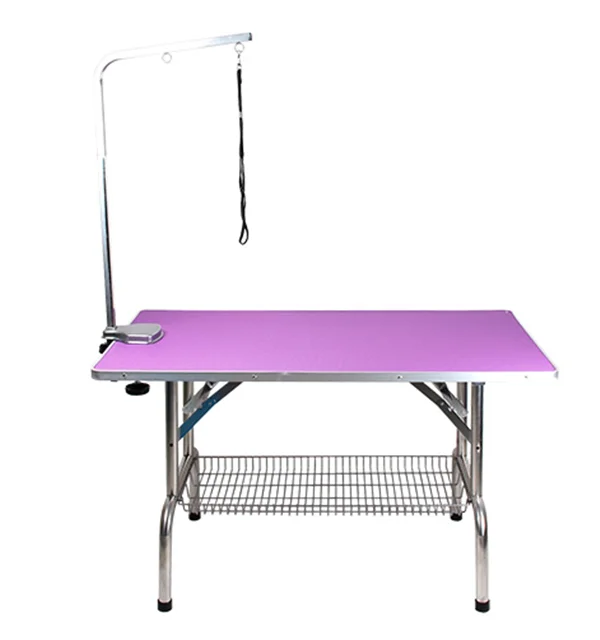 
Chunzhou Portable Purple Dog Grooming Table with Arm and Noose and Shelf Heavy Duty Folding Grooming Table 