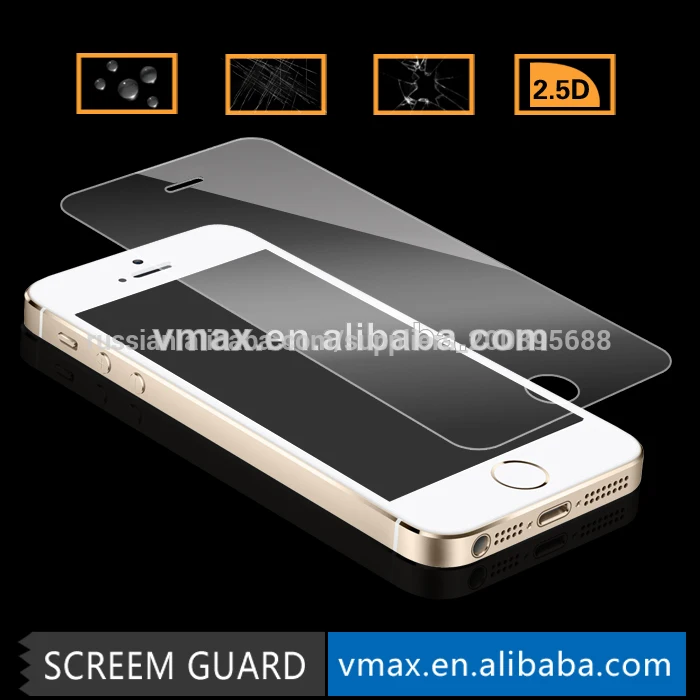 0.26mm/0.33mm таможенной печати закаленное стекло протектор экрана для iphone 5 5c 5s цвет/odm службы