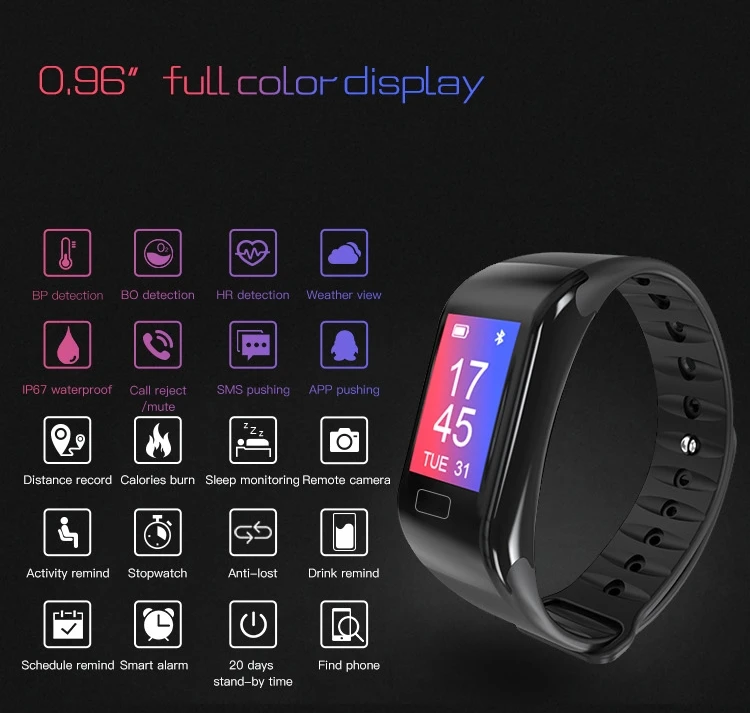 Водонепроницаемый наручный браслет forcast с цветным экраном, фитнес-трекер кислорода, напоминание о звонках для IOS и Android смартфонов