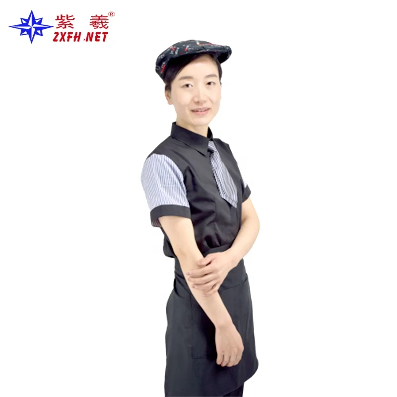 
New design Coffee bar waiter/waitress uniforms fashion restaurant work clothing breathable 