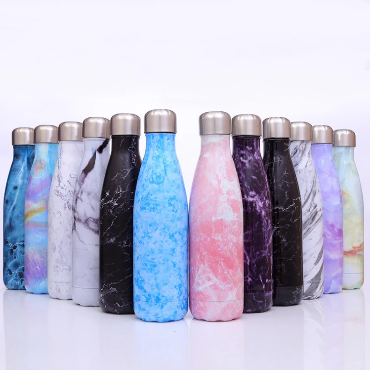 500ml coral blue marble cola bottle New design stainless steel water bottle custom logo for sports water bottle