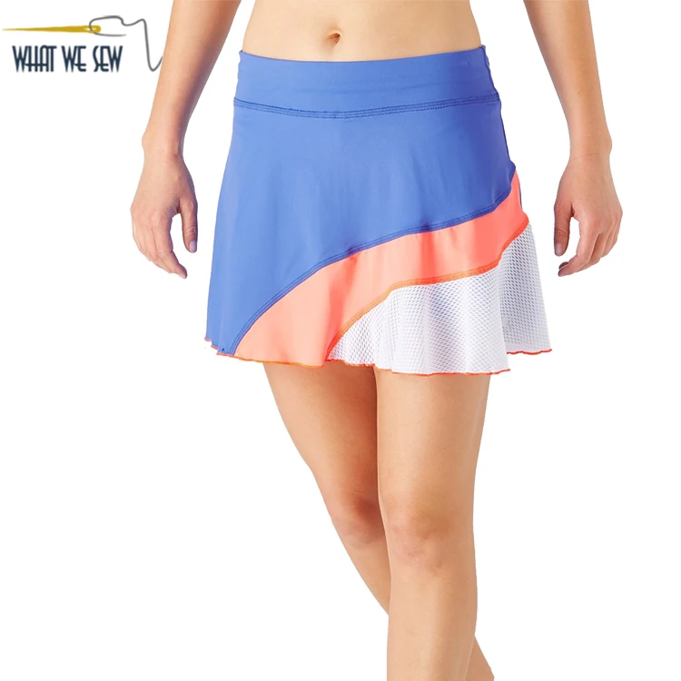 Защитная Сетчатая панель с цветными блоками UPF 50, легкий женский комплект из двух предметов, юбка для тенниса