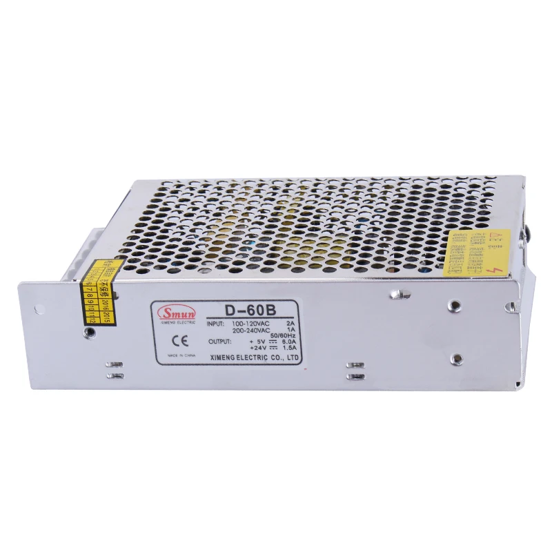 SMUN D-60B 110V/220VAC to 5V 6A/24V 2A Dual Output 60W Switching Power Supply SMPS