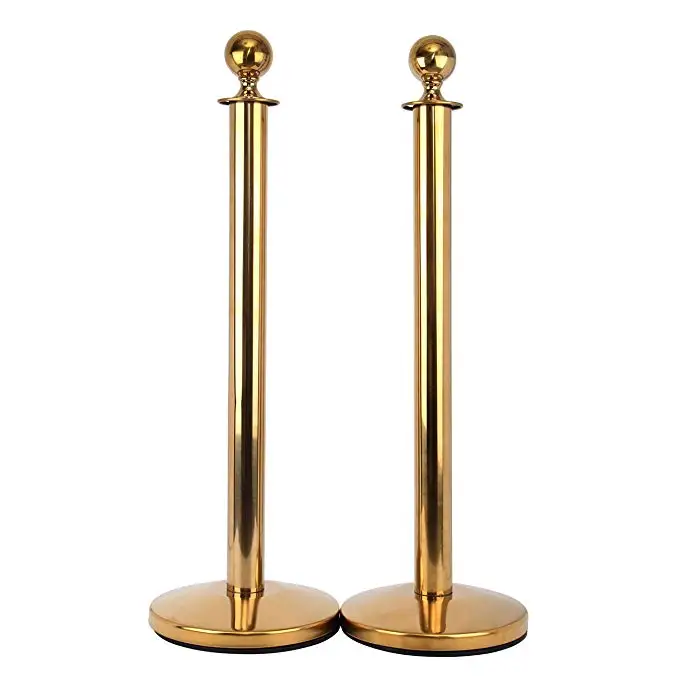 golden barrier stanchion set with red velvet rope