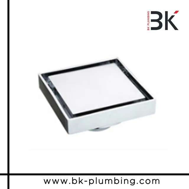 Bathroom square brass anti-odor invisible hair stopper floor drain