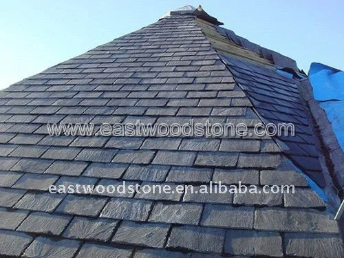 Black stone slate roof tile