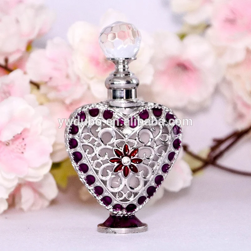 10ml Antiqued Metal Perfume Bottle Copper Cap Stainless Bar Heart Shape Glass Essential 0il Refillable Bottle#81046/81047