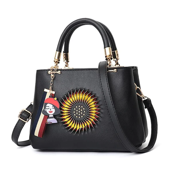 CB130 Guangzhou market bags handbag tote high quality PU leather with Sunflower