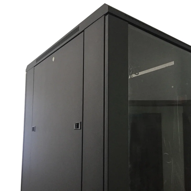 housing security half height 18u 22u 27u toughened glass on front door server rack cabinets with pre-punched holes for cabling
