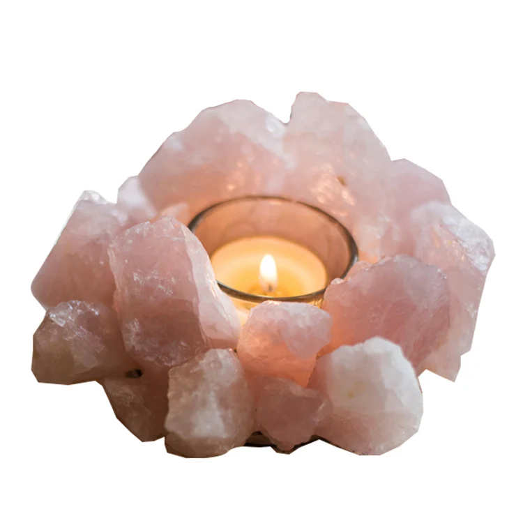 Оптовая цена, подсвечник из натурального розового кварца для украшения дома
