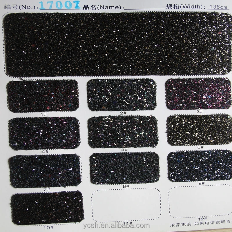 Black Chunky 0.8mm Pu Glitter Leather for Making Women Shoes,bags Shoes Material Woven High Quality Shoes and Bags