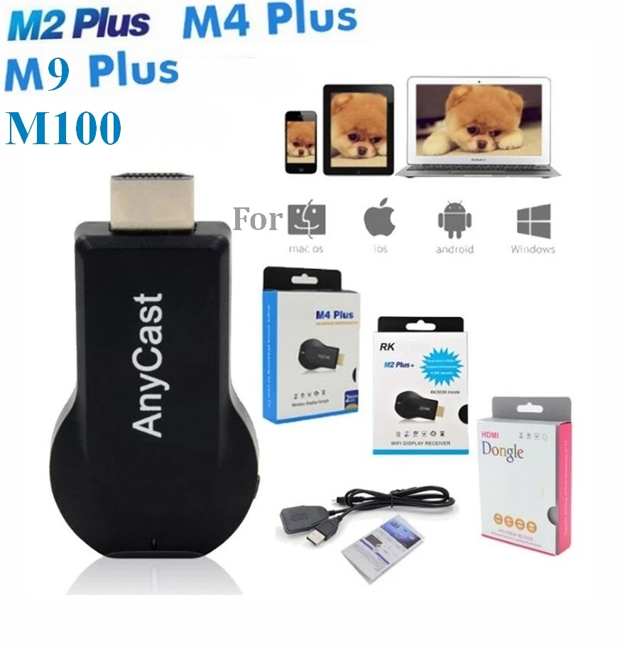  ТВ-адаптер M2 M4 M12 M9 Plus M100 Anycast ezcast miracast Air Play hdmi 4K