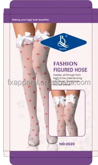 
Red heart printed Thigh High Stocking with White Ribbons Top B2020 