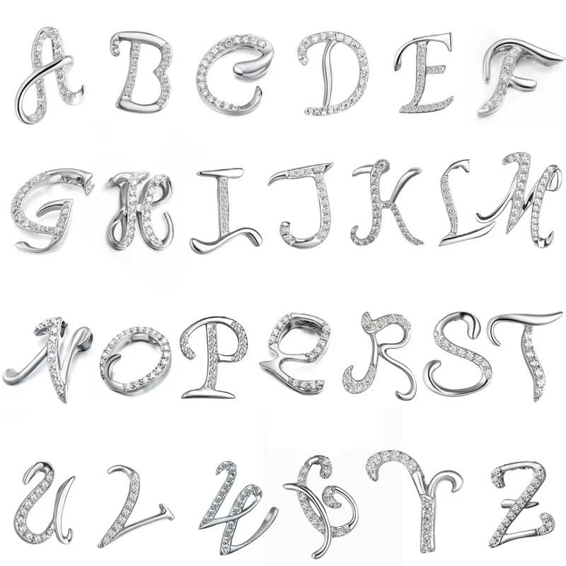 Модная подвеска из стерлингового серебра 925 пробы ожерелье с инициалом циркония буквами