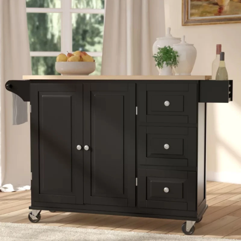 White Mobile Portable Movable Extendable OAK Wood Top Rolling Butcher Block Kitchen Center Island For Sale