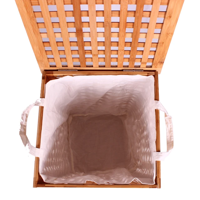 Customized Livingroom Bathroom Bamboo Wooden Dirty Clothes Bamboo Laundry Storage Box/Bin/Basket/Organizer