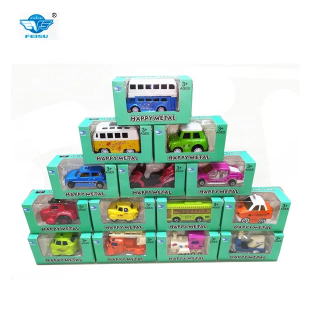 Hot Sales 1:64 small cartoon die cast car model metal toy bus  taxi truck toy  diecast toy vehicles