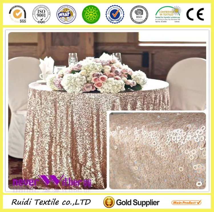 Круглая/Прямая скатерть высокой плотности цвета шампанского с блестками, блестящая скатерть для стола