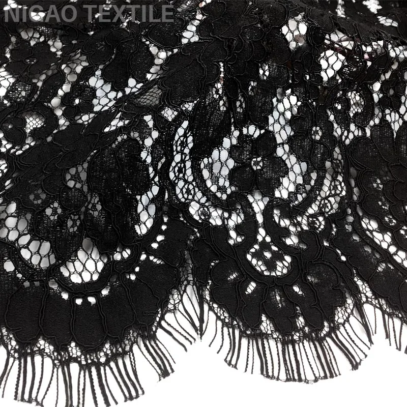 Элегантный дизайн, хлопчатобумажная кружевная ткань в стиле ретро с цветочным узором, шнуровка для ресниц, кружево для женского платья