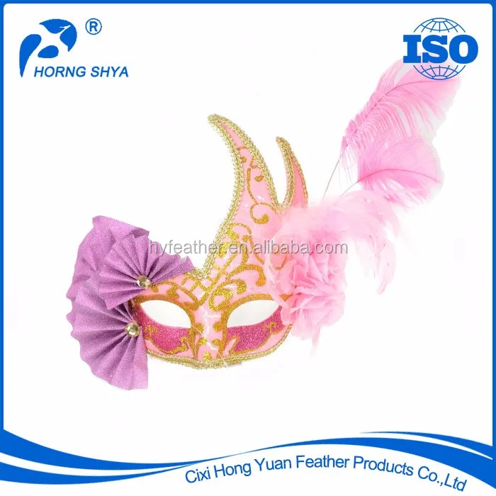 Funny Costume Cosplay Mask Venetian Mardi Gras Carnival Masquerade Mask Ostrich Feather Party Mask for Party Supply Xmas Decor