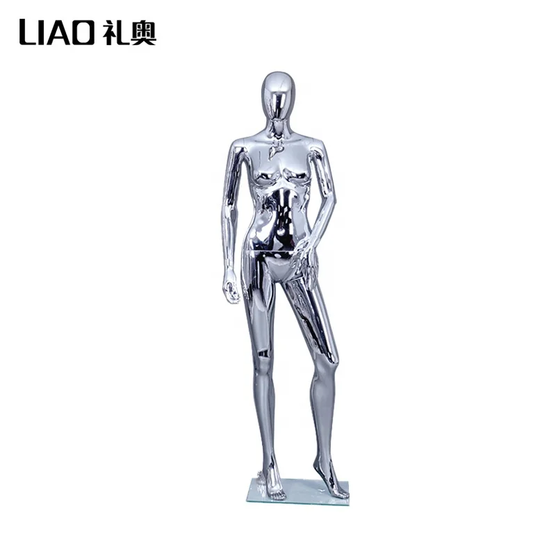 
Silver Chrome male and female wedding dress mannequin With base 