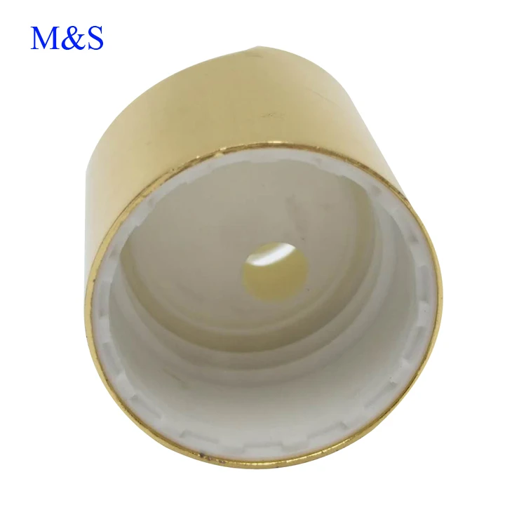 Customized 24 410 shiny gold essential oil bottle screw disc top cap
