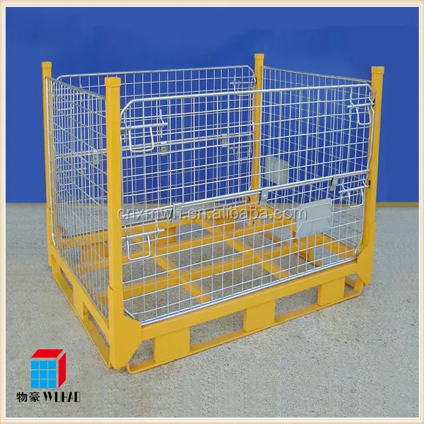 Mesh Pallet Box Collapsible Containers Metal Storage Basket Wire Storage cage,Warehouse Cage Heavy Duty Collapsible Box