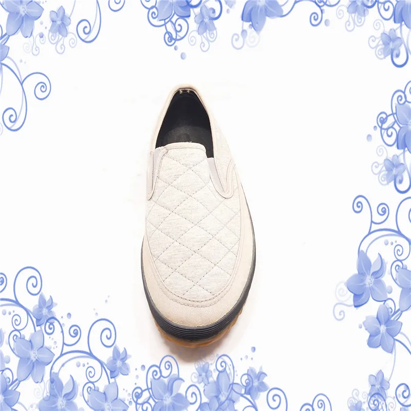Grey cotton fabric mesh lining men flat shoes