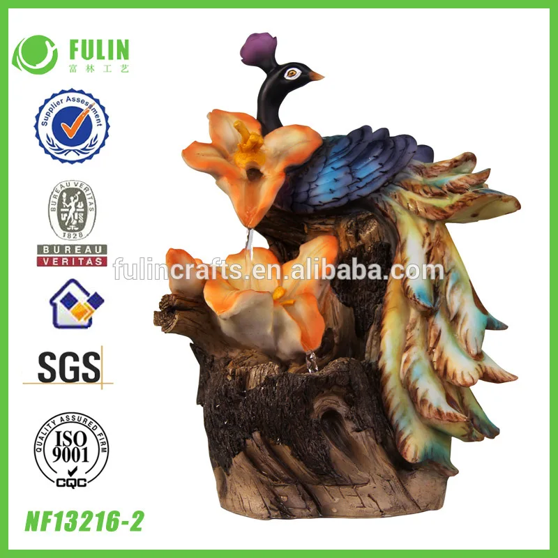 павлин с цветком фонтан мини-сад