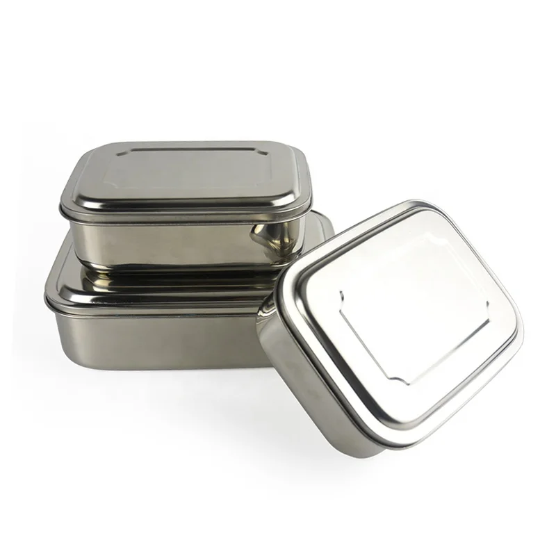 Chic Modern Design Rectangle Shape Stainless Steel Bento Lunch Container Lunch Box Food Container